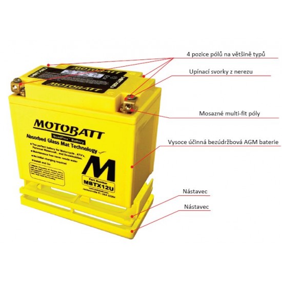 Batéria Motobatt MB5U 7Ah, 12V, 2 vývody Batéria Motobatt MB5U 7Ah, 12V, 2 vývody