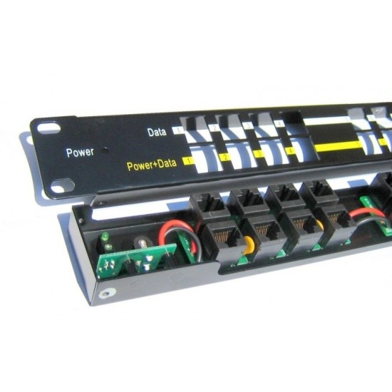 Patch panel POE UTP cat.5e 16p 1U Black (provedení 19 rack)