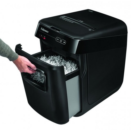 Skartovač Fellowes AutoMax 200C, P-4, Cross cut 4×38mm, zásuvka 200listov, 32l, CD+DVD, Credit Card, NBÚ