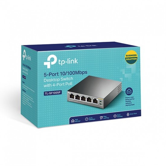 Switch TP-Link TL-SF1005P 5x LAN, 4xPoE, 58W, kov Switch TP-Link TL-SF1005P 5x LAN, 4xPoE, 58W, kov