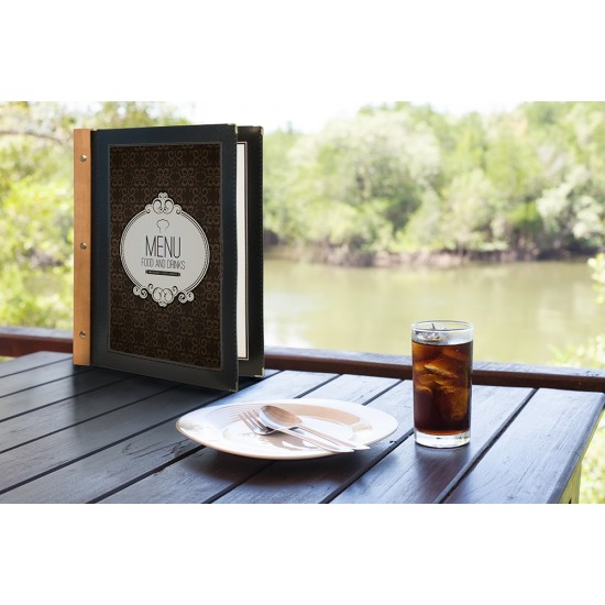 Jedálny lístok Securit WOOD RANGE A4, 4 strany, Black | PentaShop.sk