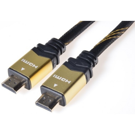 Kábel propojovací HDMI 1.4 + Ethernet, textilní povrch, zlacené konektory, 2m Kábel propojovací HDMI 1.4 + Ethernet, textilní povrch, zlacené konektory, 2m