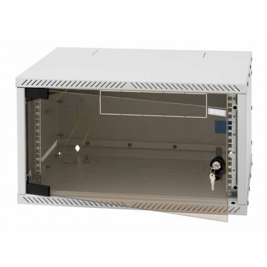 Rack Triton 19" 9U/400mm, FLAT-PACK (rozložený), prosklené dveře, šedý