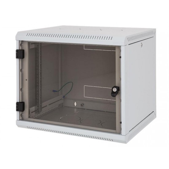 Rack Triton 19" jednodílný 15U/400mm prosklené dveře, odnímatelné bočnice,šedý Rack Triton 19" jednodílný 15U/400mm prosklené dveře, odnímatelné bočnice,šedý