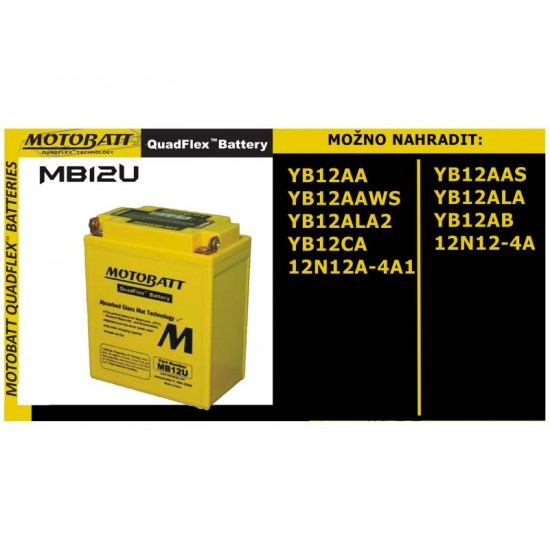 Batéria Motobatt MB12U 15Ah, 12V, 4 vývody
