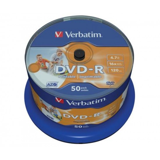 Médium Verbatim DVD-R 4,7GB 16x Printable 50-cake Médium Verbatim DVD-R 4,7GB 16x Printable 50-cake