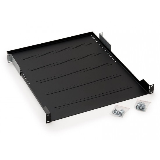 Polica Triton s perforací 1U/450mm, nosnost 40kg, černá Polica Triton s perforací 1U/450mm, nosnost 40kg, černá