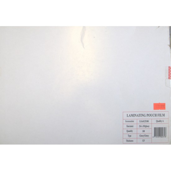 Laminovacia fólia Eurosupplies A4, 125mic, lesklé 100ks
