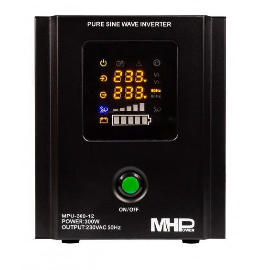 Napäťový menič MHPower MPU-300-12 12V/230V, 300W, funkce UPS, čistý sinus
