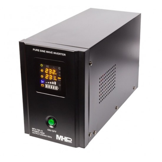 Napäťový menič MHPower MPU-700-12 12V/230V, 700W, funkce UPS, čistý sinus