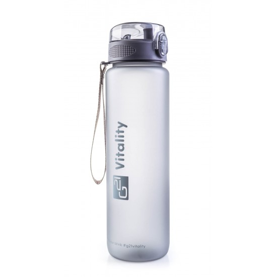 Fľaška G21 na pitie, 1000 ml, sivá-zmrznutá