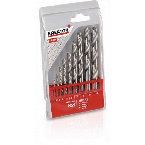 Sada vrtákov Kreator KRT012002 10 ks HSS do kovu 1-10 mm