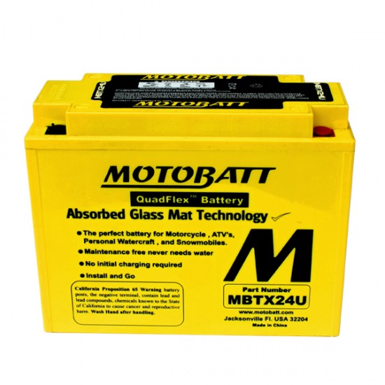 Batéria Motobatt pro motocykly MBTX24U (25Ah, 12V, 4 vývody) Batéria Motobatt pro motocykly MBTX24U (25Ah, 12V, 4 vývody)