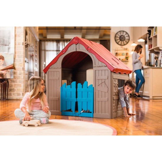 Záhradný domček Keter WONDERFOLD PLAYHOUSE červený / zelený / modrý