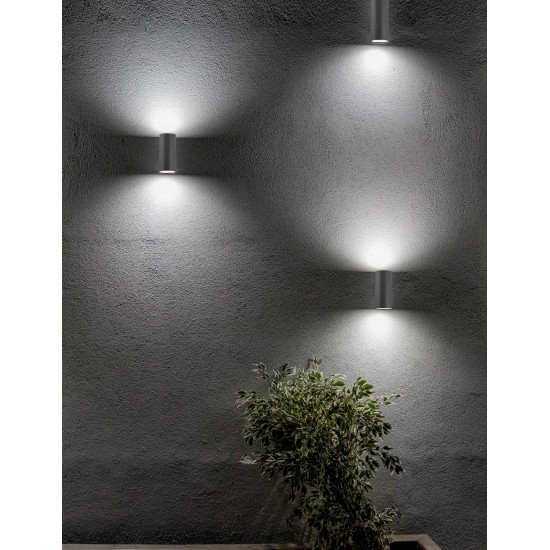 Svietidlo Nova Luce NERO R WALL GREY 2 nástenné, IP 54, GU10
