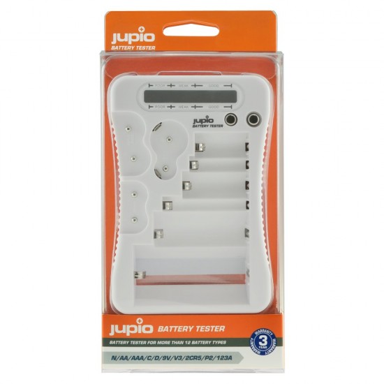 Tester Jupio Battery Tester na batérie N / AA / AAA / C / D / 9V / V3 / 2CR4 / P2 / 2 / 123A Tester Jupio Battery Tester na batérie N / AA / AAA / C / D / 9V / V3 / 2CR4 / P2 / 2 / 123A