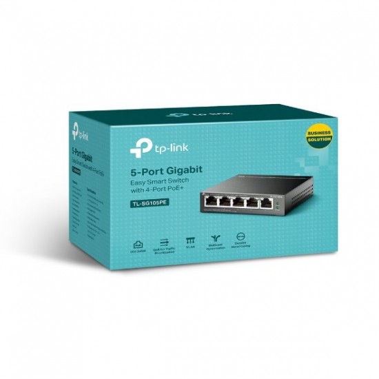 Switch TP-Link TL-SG105PE Easy Smart, 5x GLAN, 4x PoE+, 30W Switch TP-Link TL-SG105PE Easy Smart, 5x GLAN, 4x PoE+, 30W