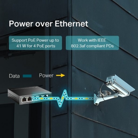 Switch TP-Link TL-SF1005LP 5x LAN, 4xPoE+, 41W, dosah 250m, kov Switch TP-Link TL-SF1005LP 5x LAN, 4xPoE+, 41W, dosah 250m, kov