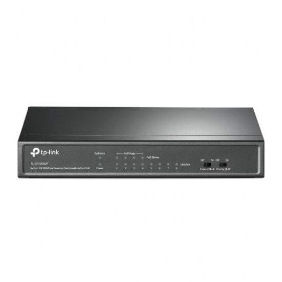 Switch TP-Link TL-SF1008LP 8x LAN, 4xPoE+, 41W, dosah 250m, kov