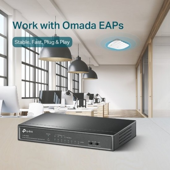 Switch TP-Link TL-SF1008LP 8x LAN, 4xPoE+, 41W, dosah 250m, kov Switch TP-Link TL-SF1008LP 8x LAN, 4xPoE+, 41W, dosah 250m, kov