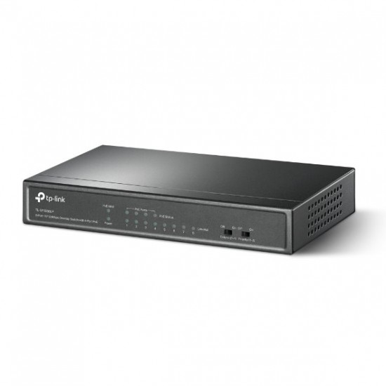 Switch TP-Link TL-SF1008LP 8x LAN, 4xPoE+, 41W, dosah 250m, kov