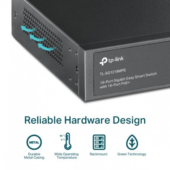 Switch TP-Link TL-SG1218MPE Smart, 18x GLan s PoE+, 2x SFP Combo, 250W Switch TP-Link TL-SG1218MPE Smart, 18x GLan s PoE+, 2x SFP Combo, 250W