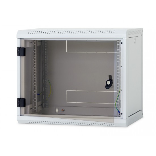 Rack Triton 19" jednodílný 15U/500mm prosklené dveře, odnímatelné bočnice, šedý