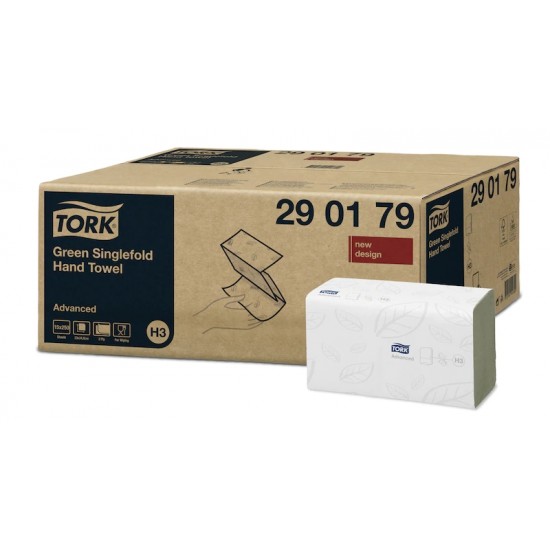 Uteráky  Tork Advanced H3 papírové skládané Singlefold, zelené, 15x250 ks