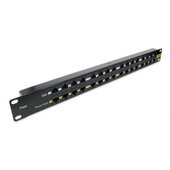 Patch panel POE UTP cat.5e 16p 1U Black (provedení 19" rack)