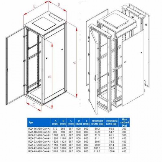 Rack Triton 19'' stojanový 42U/800x800 rozebíratelný Rack Triton 19'' stojanový 42U/800x800 rozebíratelný